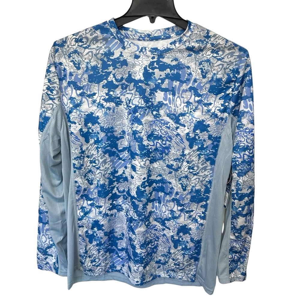 Huk Fishing Men's‎ Size Large Icon X Tide Change Long Sleeve Shirt Exuma Blue